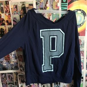 a dark blue top from Pink